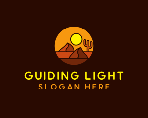 Desert Sand Dune Mountain Sun logo design