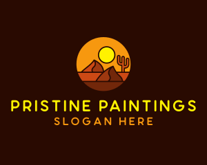 Desert Sand Dune Mountain Sun logo design