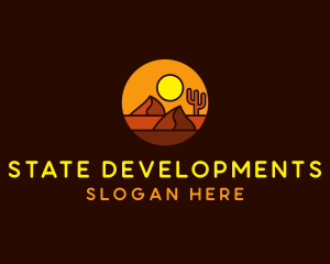 Desert Sand Dune Mountain Sun logo design