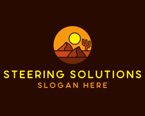 Desert Sand Dune Mountain Sun logo design