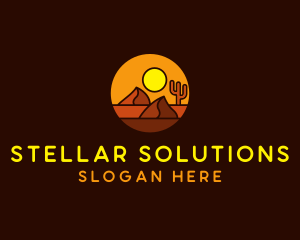 Desert Sand Dune Mountain Sun logo design