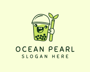 Matcha Pearl Milk Tea logo design