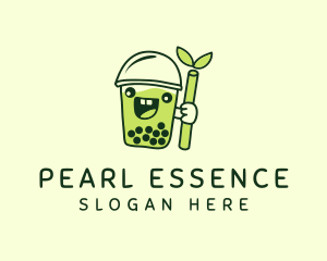 Matcha Pearl Milk Tea logo design