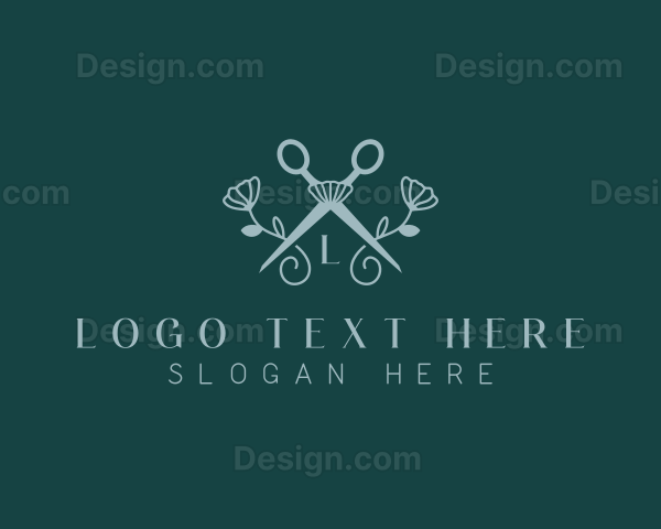 Floral Stylist Scissors Logo