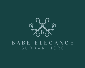 Floral Stylist Scissors logo design