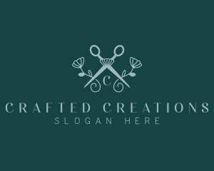 Floral Stylist Scissors logo design