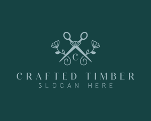 Floral Stylist Scissors logo design