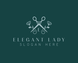 Floral Stylist Scissors logo design