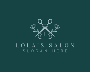 Floral Stylist Scissors logo design