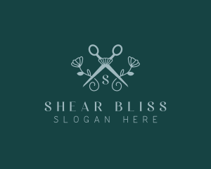 Floral Stylist Scissors logo design