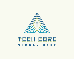 Cyber Pyramid Triangle logo design