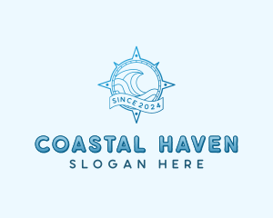 Wave Coastal Compass logo design