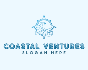 Wave Coastal Compass logo design