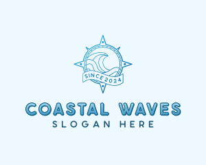 Wave Coastal Compass logo design