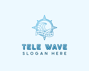 Wave Coastal Compass logo design