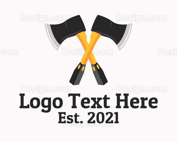 Sharp Woodcutter Axe Logo