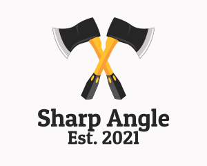 Sharp Woodcutter Axe  logo design