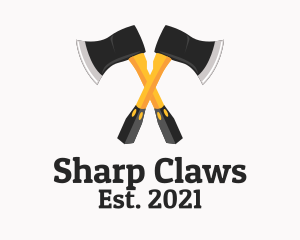 Sharp Woodcutter Axe  logo design