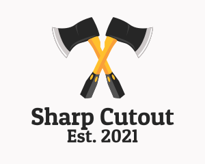 Sharp Woodcutter Axe  logo design