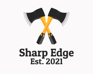 Sharp Woodcutter Axe  logo design
