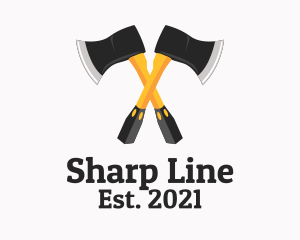 Sharp Woodcutter Axe  logo design