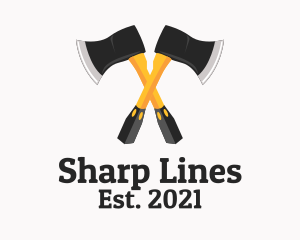 Sharp Woodcutter Axe  logo design