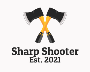 Sharp Woodcutter Axe  logo design