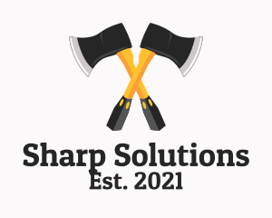 Sharp Woodcutter Axe  logo design