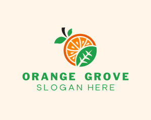 Leaf Orange Fruit logo design