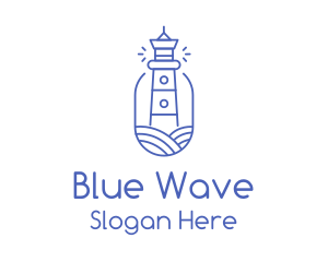 Blue Monoline Lighthouse logo design