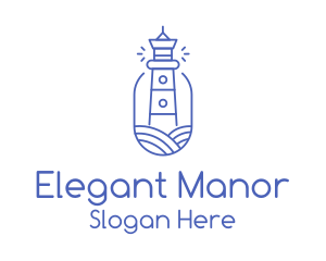 Blue Monoline Lighthouse logo design