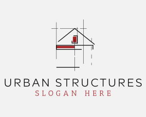 House Structure Blueprint logo design