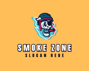 Pirate Smoking Skull logo design