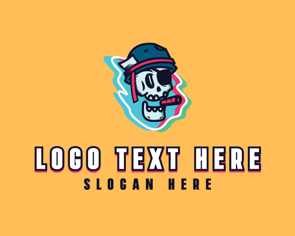 Pirate Smoking Skull logo