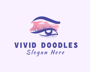 Woman Watercolor Eyelash logo design