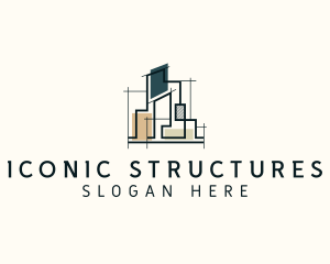 Blueprint Building Structure logo design