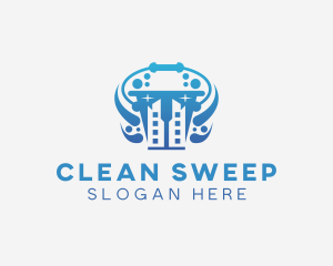 Building Bucket Cleaning Disinfection  logo design