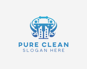 Building Bucket Cleaning Disinfection  logo design