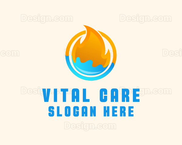 Gradient Fire Water Logo