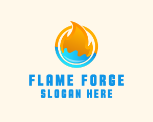 Gradient Fire Water logo design