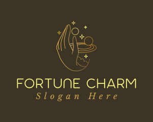 Gold Fortune Teller Hand logo design