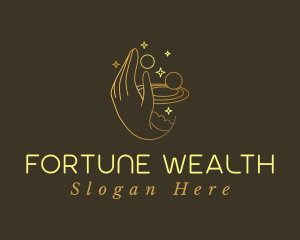 Gold Fortune Teller Hand logo design