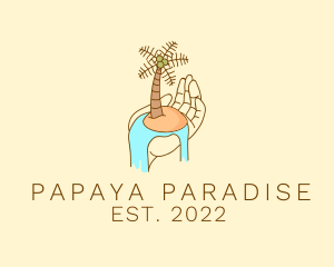 Palm Tree Island Hand  logo design