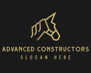 Gold Unicorn Horse logo design