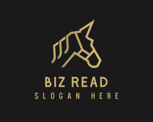 Gold Unicorn Horse logo design