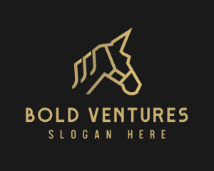 Gold Unicorn Horse logo design