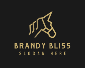 Gold Unicorn Horse logo design