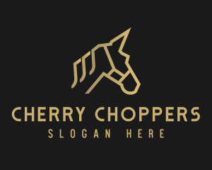 Gold Unicorn Horse logo design