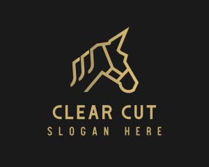 Gold Unicorn Horse logo design