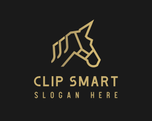 Gold Unicorn Horse logo design